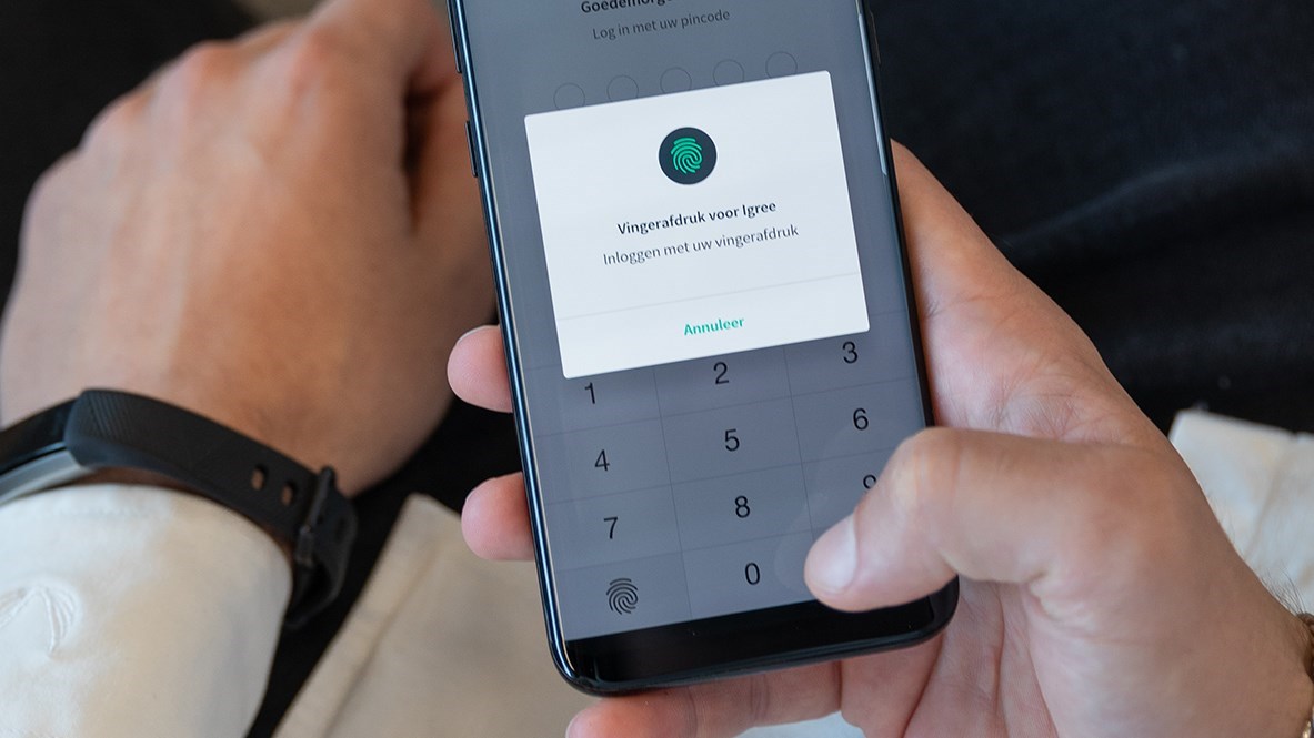 Vingerafdrukscan op mobiele telefoon