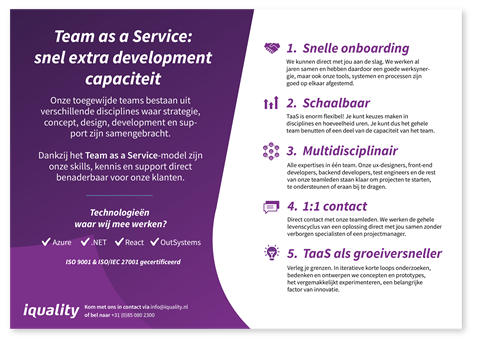 Iquality Team as a Service factsheet.